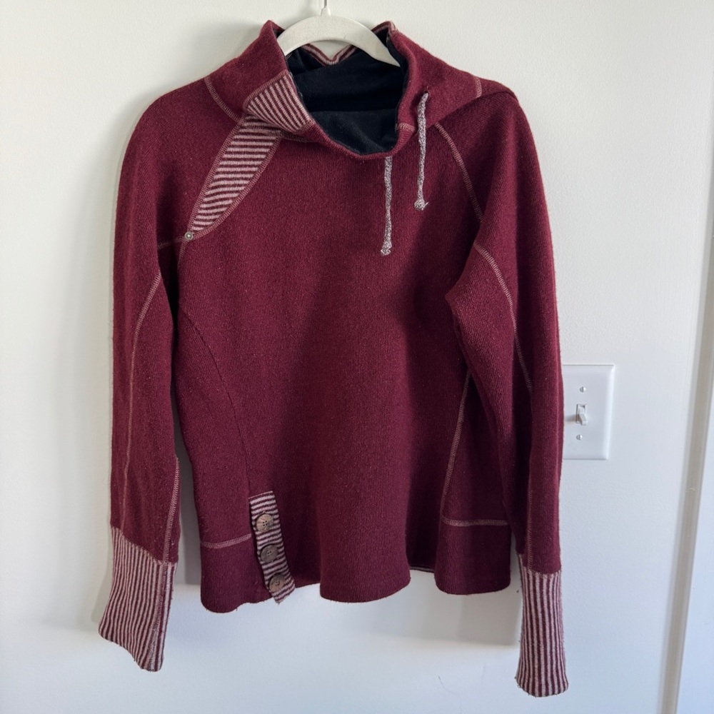 Prana Women's Lucia Cowl Neck Sweater with Striped Accent Cuffs